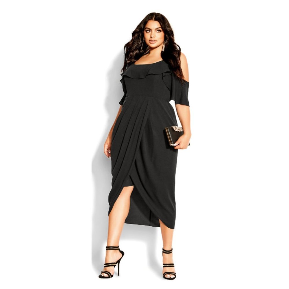 City Chic Black Midi Dress